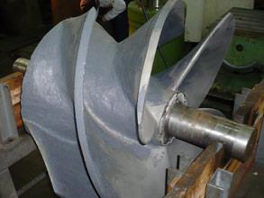 Pump impeller restored from erosion damage